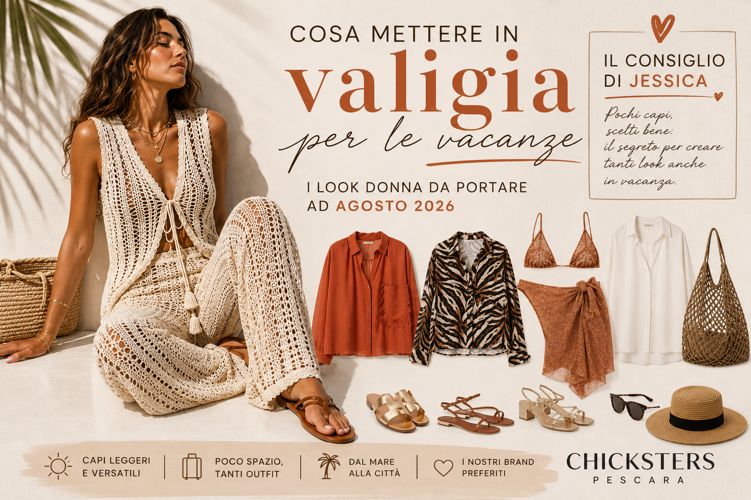 Il consiglio di Jessica: cosa mettere in valigia per le vacanze estate 2026