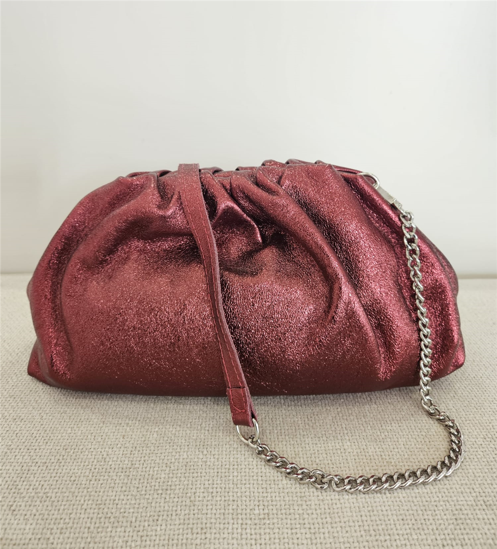 Borsa Pasticcino Grande Laminata Con Tracolla Argento E Pelle - Divisione Chickster's cod. M3539 main:sha1=d9bd9091cc398922734d118922b98455380f70bd