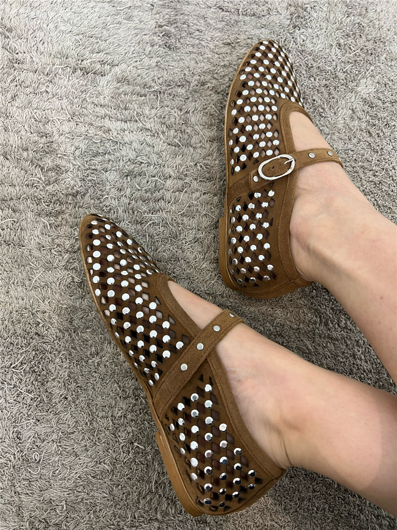 Ballerine Mary Jane In Camoscio Con Borchie - Via Mondana cod. DNA100 main:sha1=9cbc5404f5949d6210b326b946d73055a5c5df29