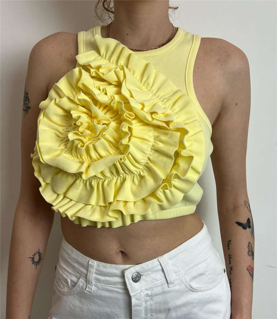 Top Crop Con Rosa Grande Rilievo Davanti - Haveone cod. RMA_N056 main:sha1=ee859bff7dca21291d3179014fa70ea493da0600