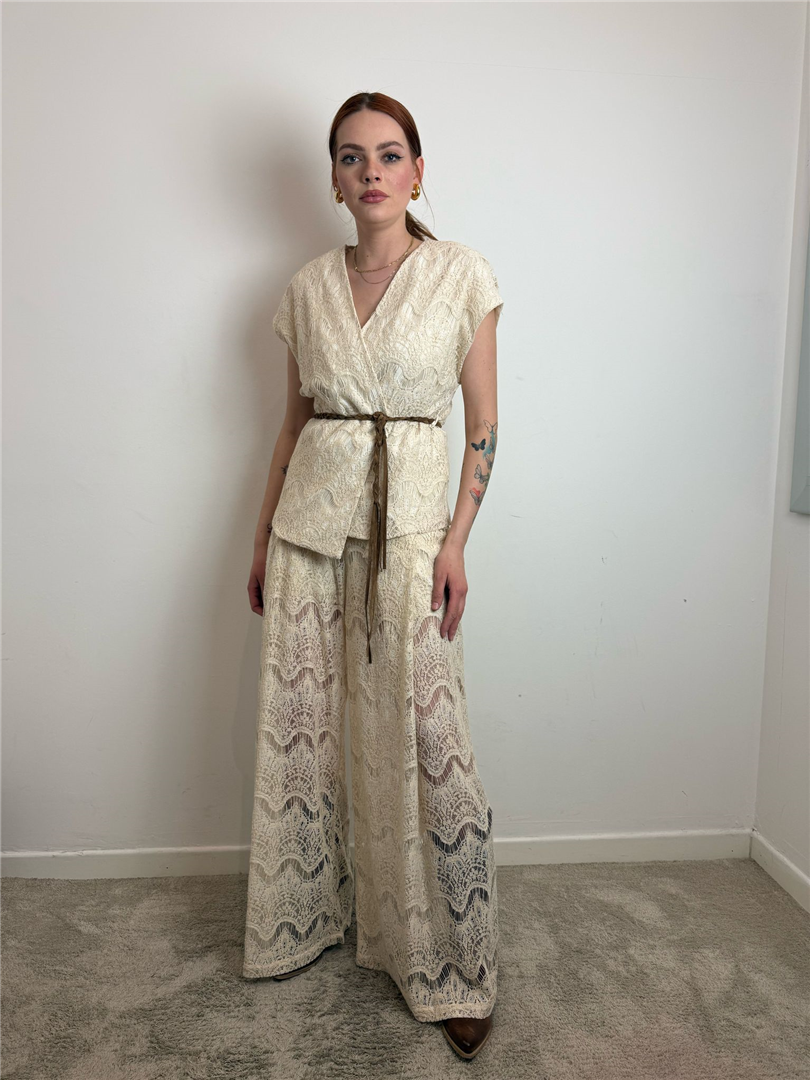 Pantalone Palazzo Lavorato A Uncinetto Con Cinta - Souvenir cod. S37M1175 main:sha1=854046bf17836bfbdbe6b2a82ac32db74d1858d2