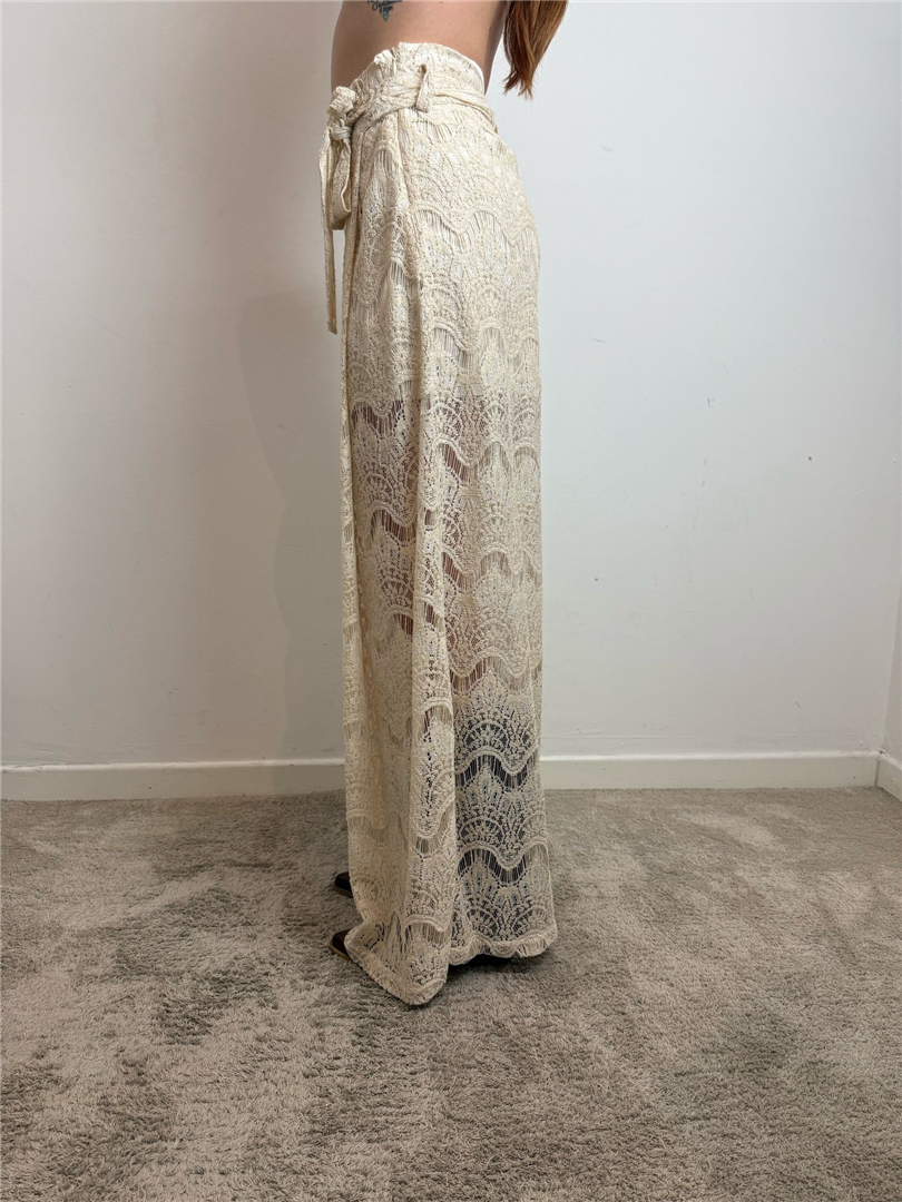 Pantalone Palazzo Lavorato A Uncinetto Con Cinta - Souvenir cod. S37M1175 main:sha1=bf003c6c4ce9442bcd415eb06274a084e69b5226