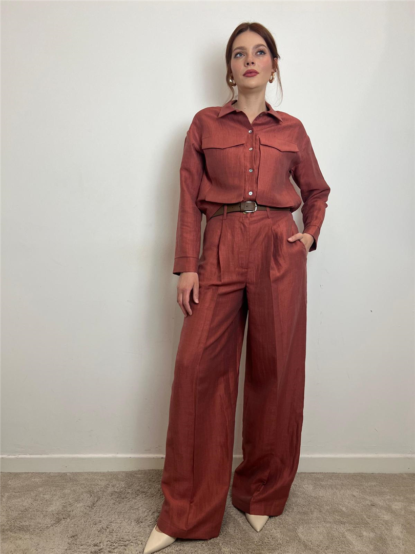 Pantalone Palazzo In Misto Lino Con Pinces E Cintura - Vicolo cod. TD1889 main:sha1=9a62a77de7c652da639af9d873a10adff2ead14c