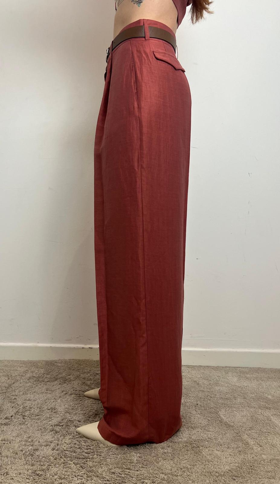 Pantalone Palazzo In Misto Lino Con Pinces E Cintura - Vicolo cod. TD1889 main:sha1=e89cc84a42f62cc64c473779720fed9de57d864a