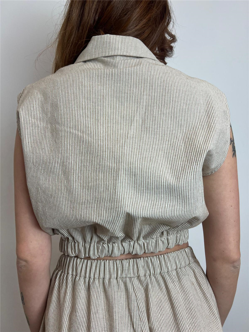 Camicia Misto Lino A Righe Crop Giromanica - Vicolo cod. TD2378 main:sha1=4f230d451e2583324c7225acd51046424263e6fa