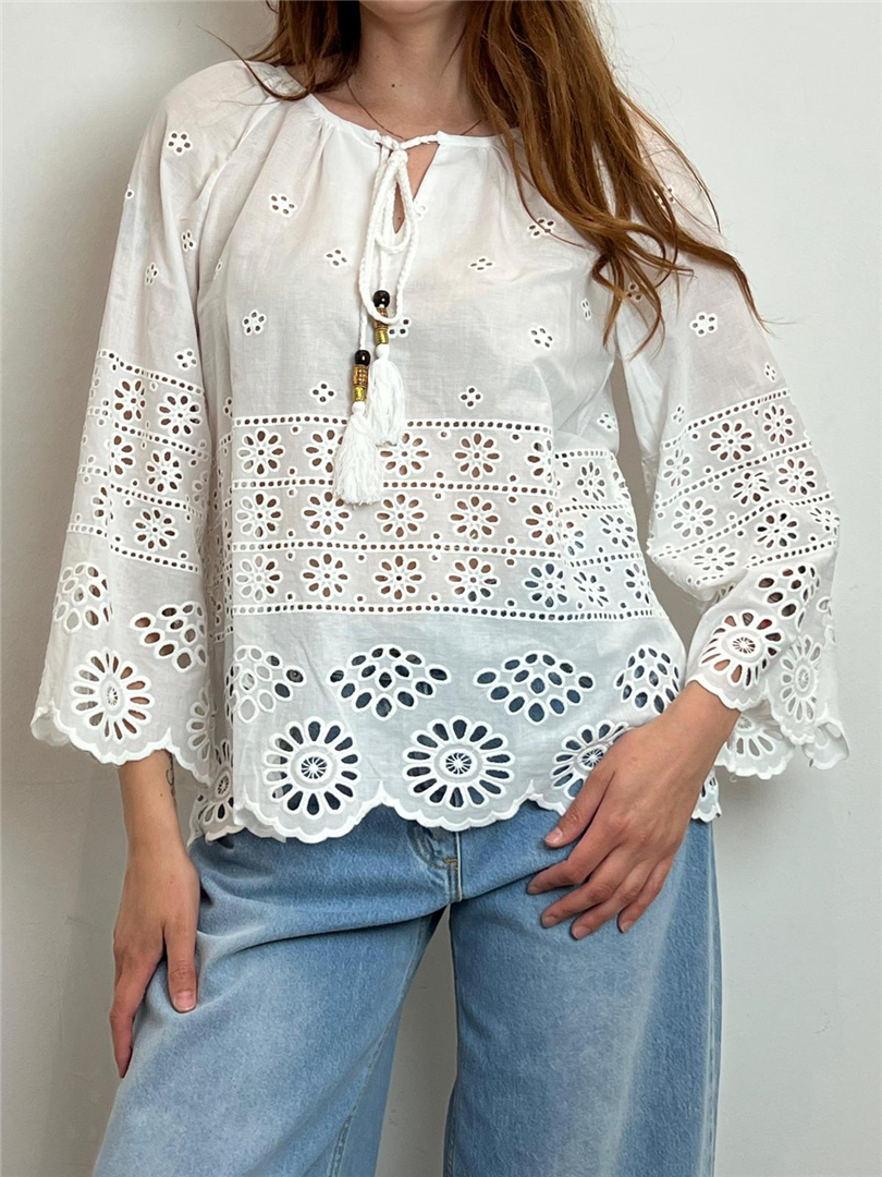 Camicia Ricamata Con Nappine E Manica Ampia - Haveone cod. CAO_N380 main:sha1=cf79514a32bc6efa9b35064ed7be4df0206109e4