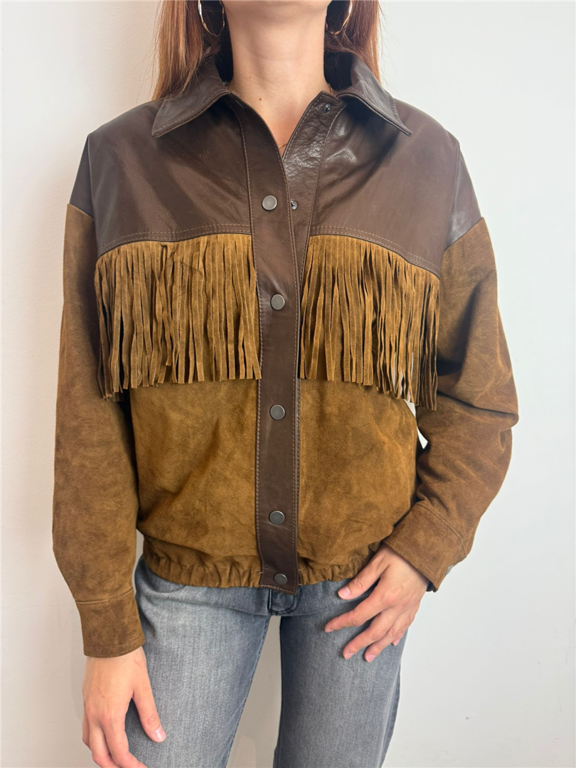 Bomber Vera Pelle 100% Con Frange - Vicolo cod. TF0270 main:sha1=823a84fb0b3b7619794fe436aff77b436b1000e2
