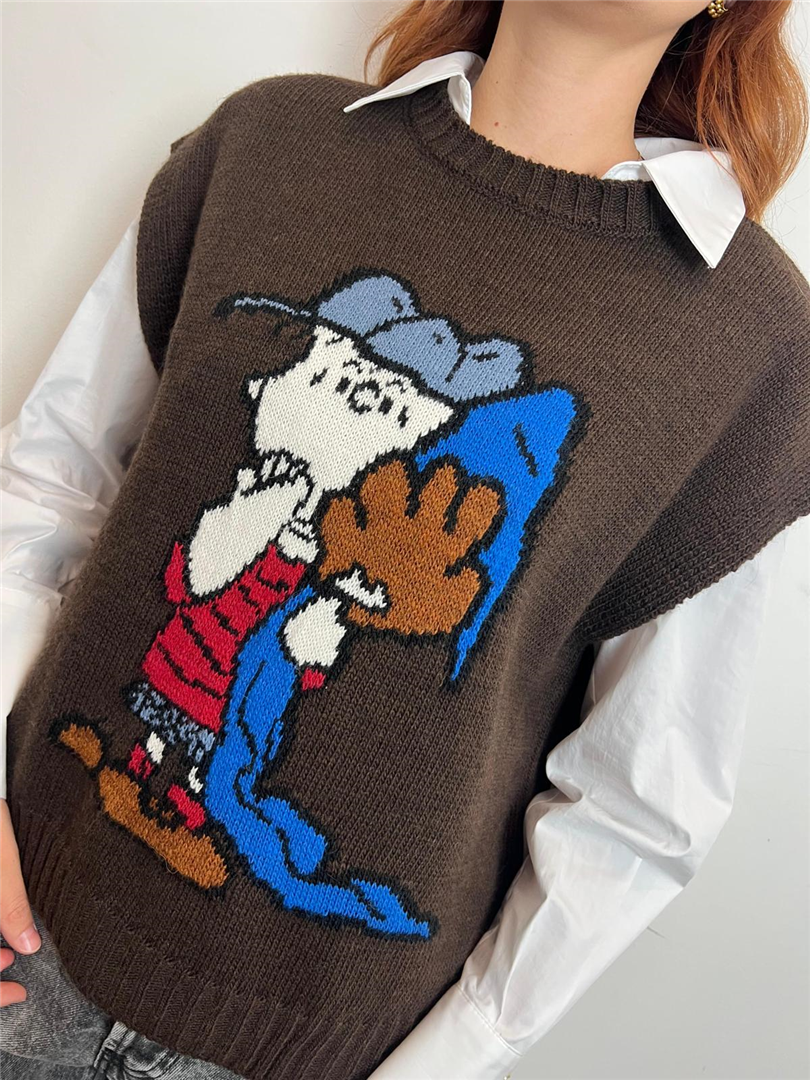 Gilet In Maglia A Righe Con Disegno Charlie - Souvenir cod. F38P1033 main:sha1=82586d92eab4c877db3ecbf513ad5bd30b3a2749