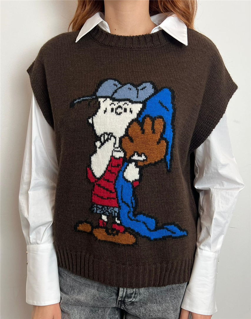 Gilet In Maglia A Righe Con Disegno Charlie - Souvenir cod. F38P1033 main:sha1=a7eea117adda908d03430aeea18a2a523dd66e3f