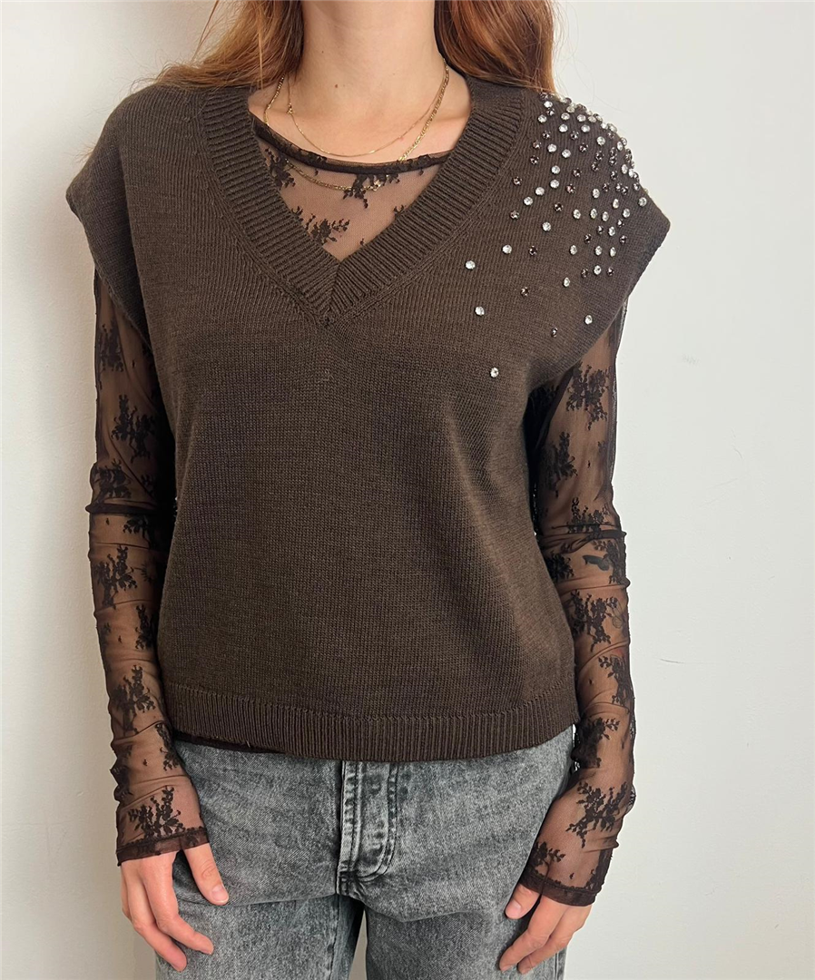 Gilet In Maglia Con Applicazioni Sul Davanti - Philia Loft cod. L01O0169 main:sha1=f8a822694b9a907e56fddf9f7a642a46726b92d4