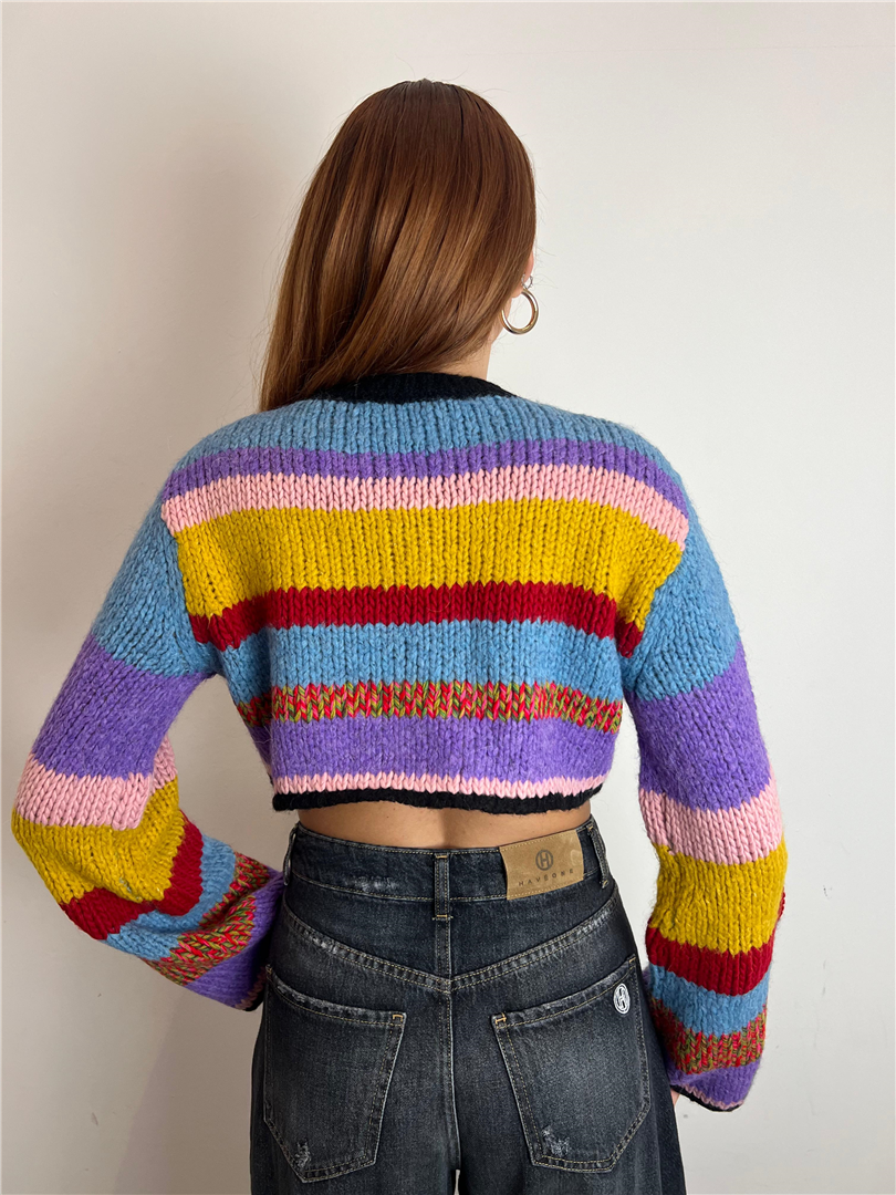 Pull Crop Girocollo Con Maniche A Trombetta Multicolor - Haveone cod. MBB_P015 main:sha1=4aaa33ec22870a71d990643800f239731cbcb14f