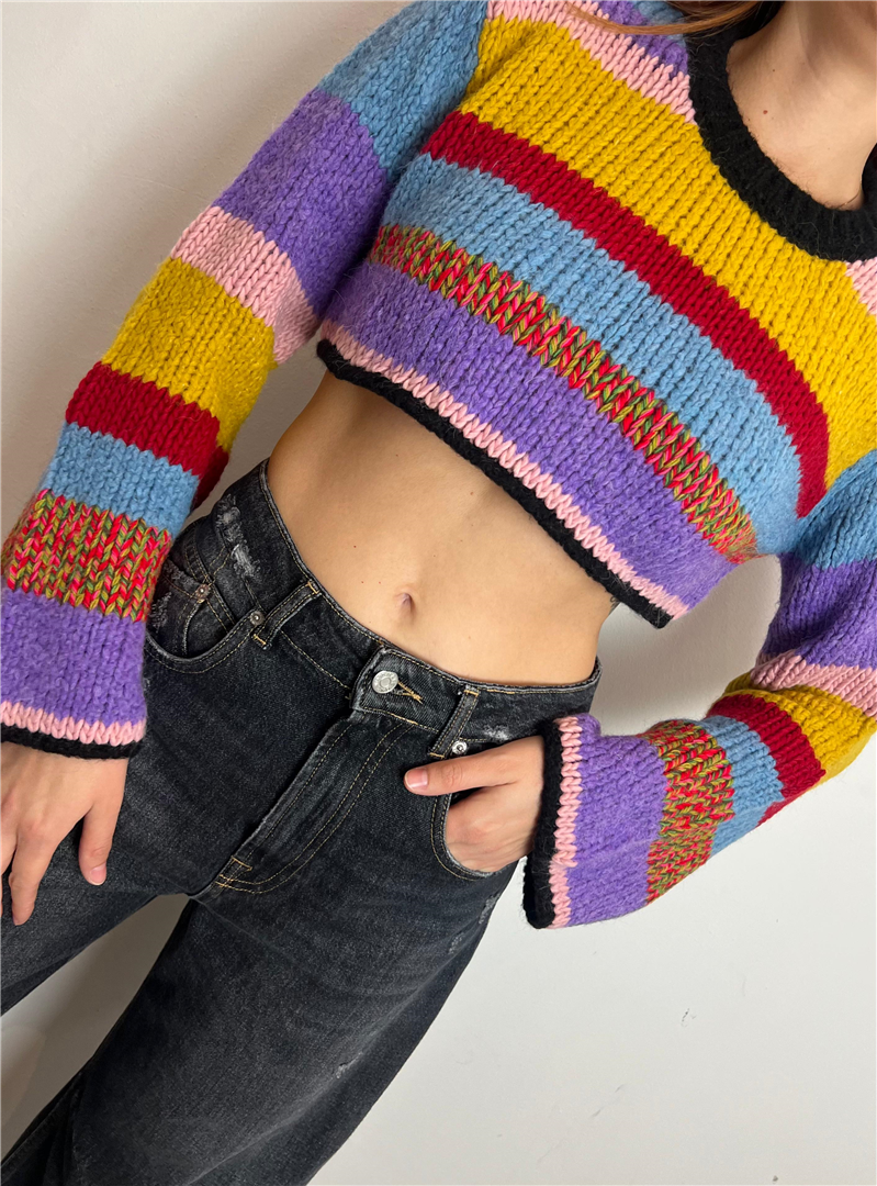 Pull Crop Girocollo Con Maniche A Trombetta Multicolor - Haveone cod. MBB_P015 main:sha1=629e75c7844ee8ff054cad2e859560e64165c414