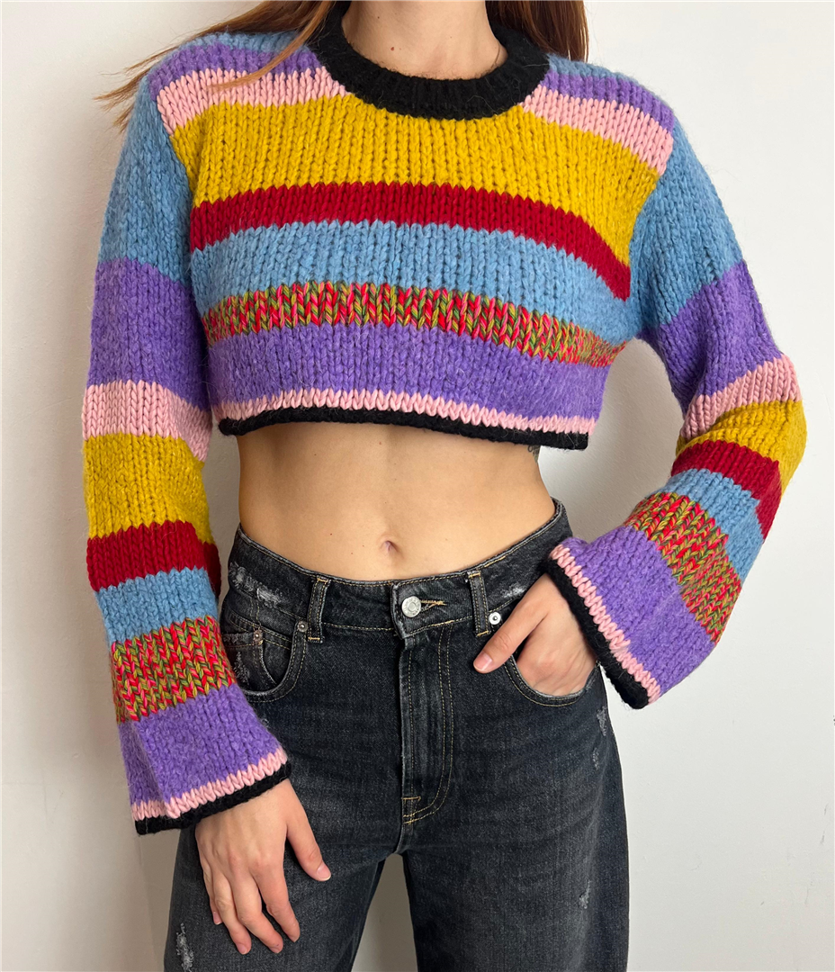 Pull Crop Girocollo Con Maniche A Trombetta Multicolor - Haveone cod. MBB_P015 main:sha1=c676b155c886558d42ee338b003865941a24221d