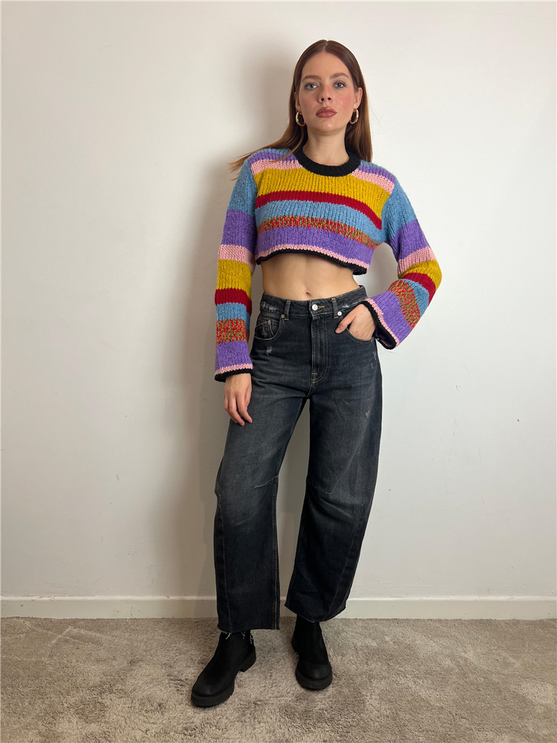 Pull Crop Girocollo Con Maniche A Trombetta Multicolor - Haveone cod. MBB_P015 main:sha1=9592f463cbf3ad6d5f86e45c62380110109e9218