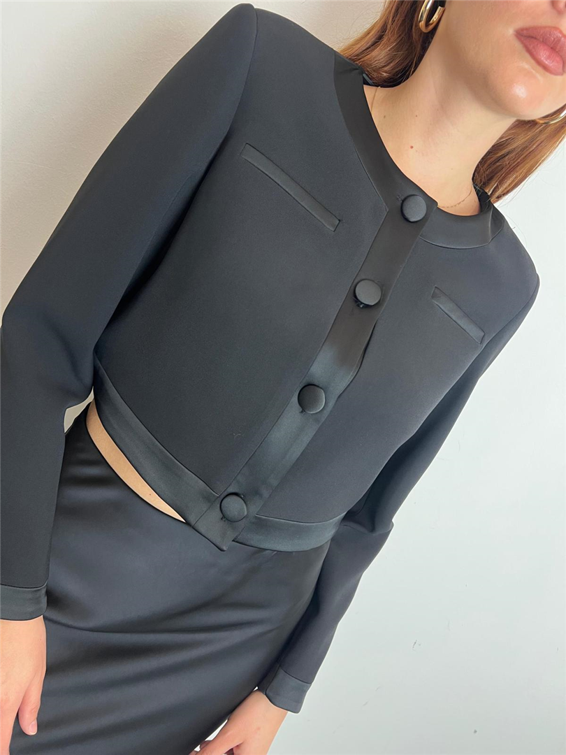 Blazer Crop Con Finiture In Raso Silence - Silence Limited cod. GI5313 main:sha1=c6dd45799a22fd420261f17b93ac1a412a7a22a9