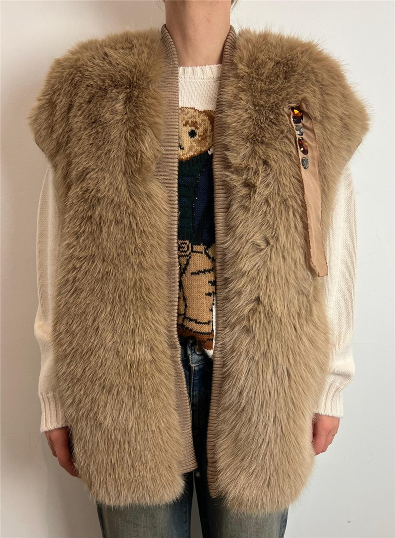 Gilet Ecopelliccia Con Orli In Maglia - Souvenir cod. S38M0107 main:sha1=51ba0e3989009089e939673b447f5b61614f2368