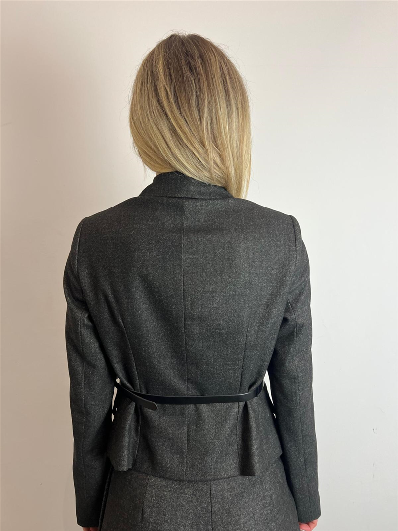 Blazer Crop Doppiopetto In Flanella Con Cinturino In Vita Stile Moderno E Raffinato - Souvenir cod. W38S0249 main:sha1=3b6f262353cd1af54270cee48bb034177a3fdea6