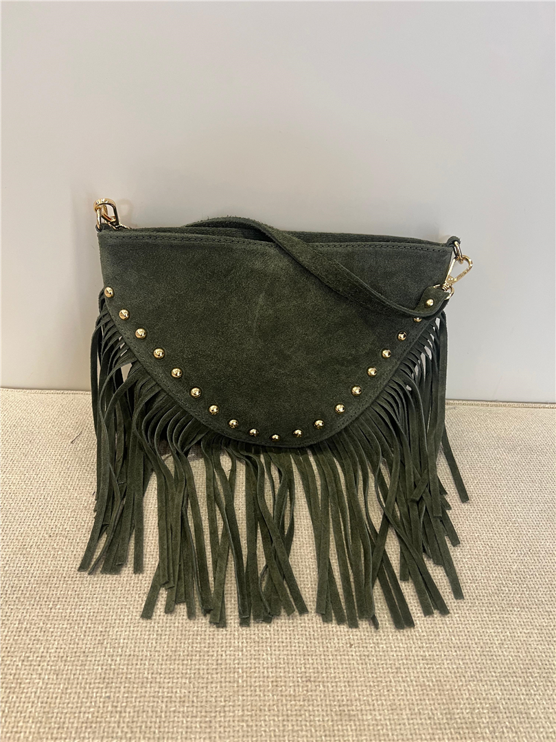 Pochette Con Frange In Camoscio Con Borchie E Tracolla - Divisione Chickster's cod. M3585 main:sha1=e8e4b4bafb7dc16755ca5af0761f2882ddf66814