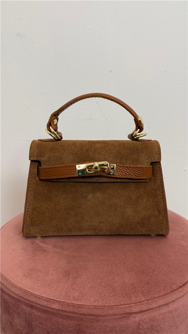 Borsa Mini Tipo Kelly In Camoscio Con Lucchetto - Divisione Chickster's cod. M3591 main:sha1=f9b8f2b09d9abf42884904d85b6756166e603146