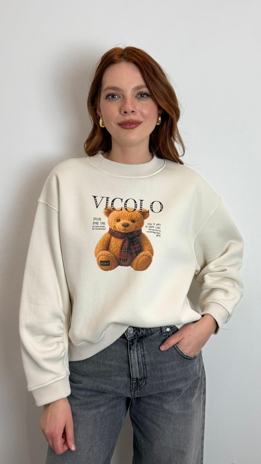 Felpa Over Girocollo Stampa Orsetto - Vicolo cod. RF0638 main:sha1=a68e749b43119c07f6450fc0f58c400ff2946b22