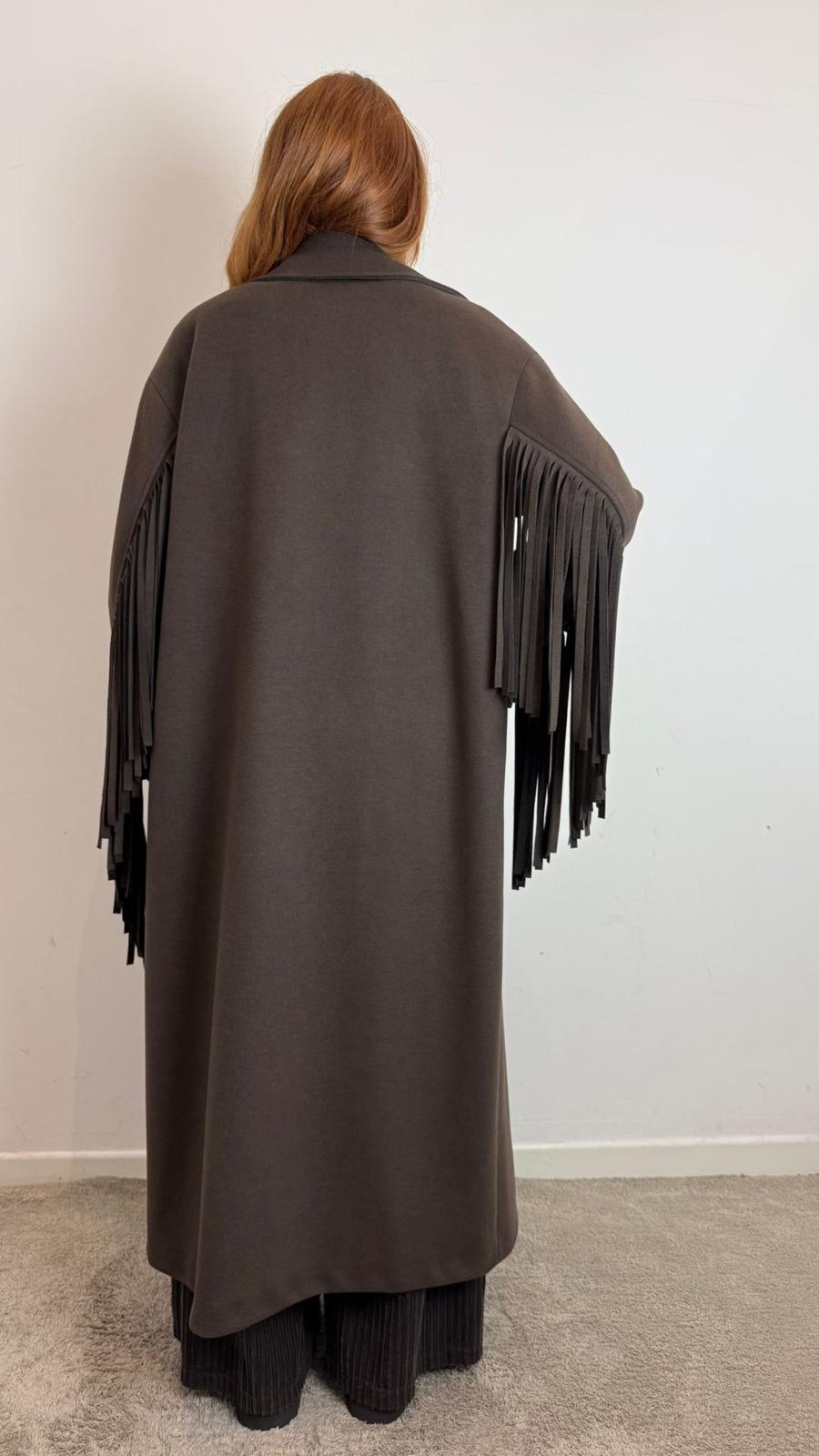 Cappotto Lungo Ampi Revers Con Frange Sulle Maniche - Souvenir cod. W38S0255 main:sha1=0833d6d7aeeef97e801ca488689e6c33590aeb37