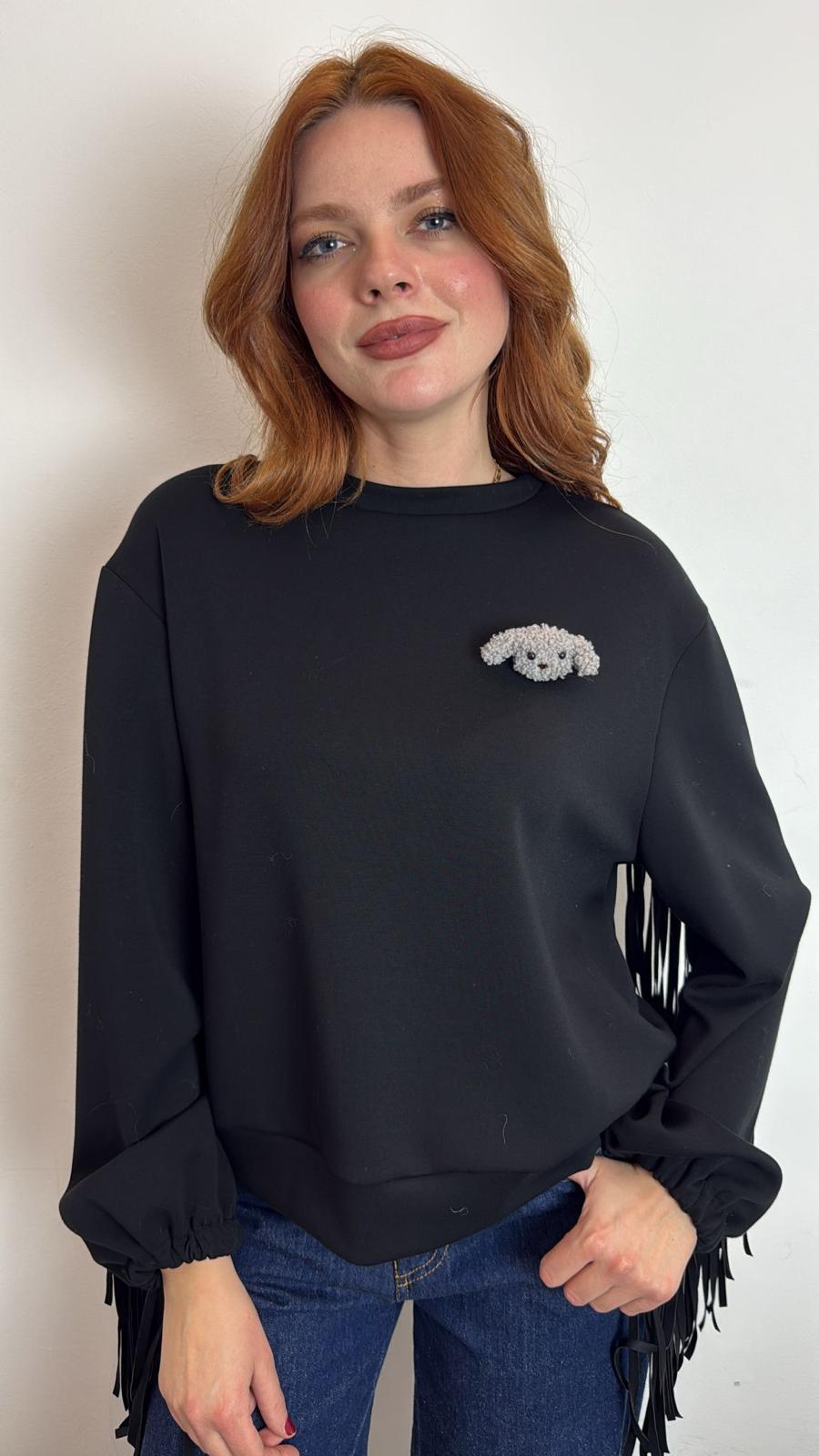 Felpa Girocollo Con Frange Sulle Maniche - Philia Loft cod. D01E0631 main:sha1=b1239743cd49dd18089ccad699bd3df31114f52c