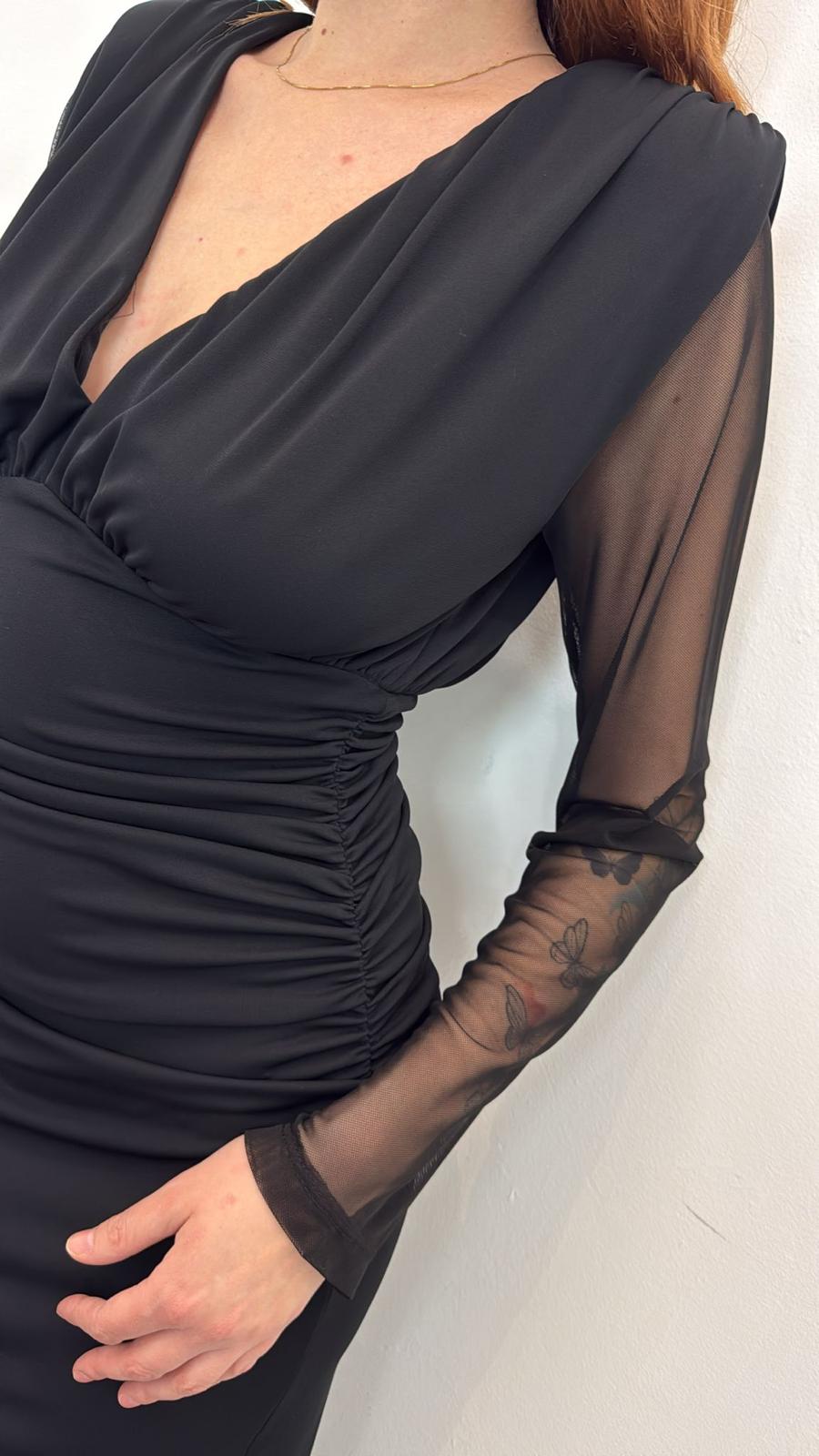 Abito Lungo Scollo A V Maniche Lunghe In Pizzo - Haveone cod. AMI_P055 main:sha1=1ef51f712b82dce720ebf4393ba2b2cb3e53580a