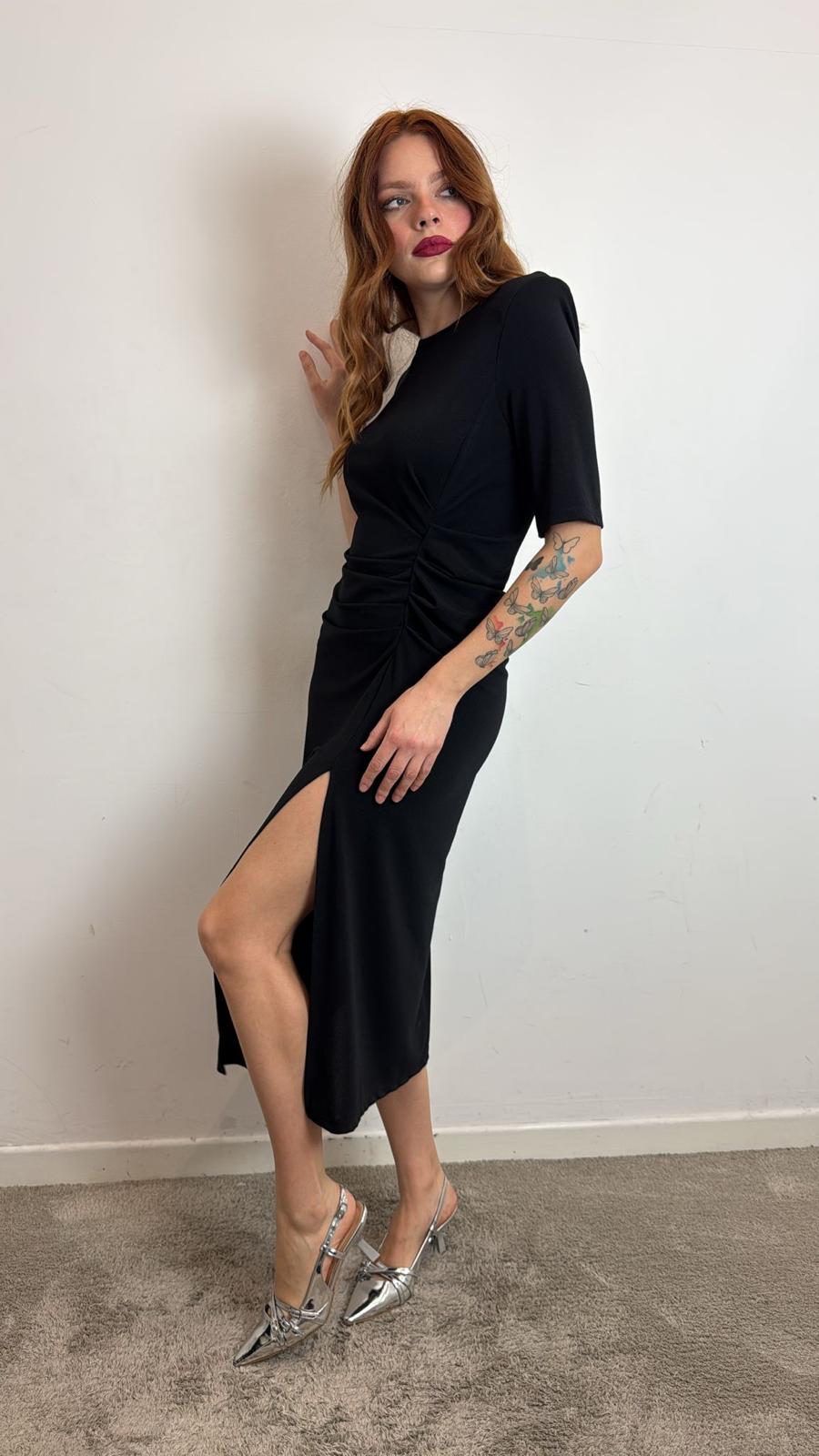 Abito Girocollo Midi Con Drappeggio E Spacco Laterale - Vicolo cod. UF0136 main:sha1=c38cef837a9dd87eb487562aa0b069f742d1ae63