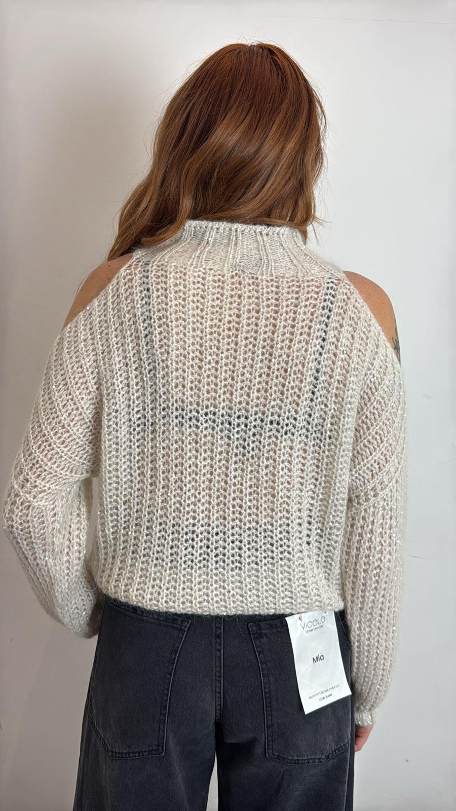 Maglia Cut Out Con Micro Paillettes - Vicolo cod. 33009F main:sha1=511a6c0f334ed8094aba03da1eeae6a9a11b7317