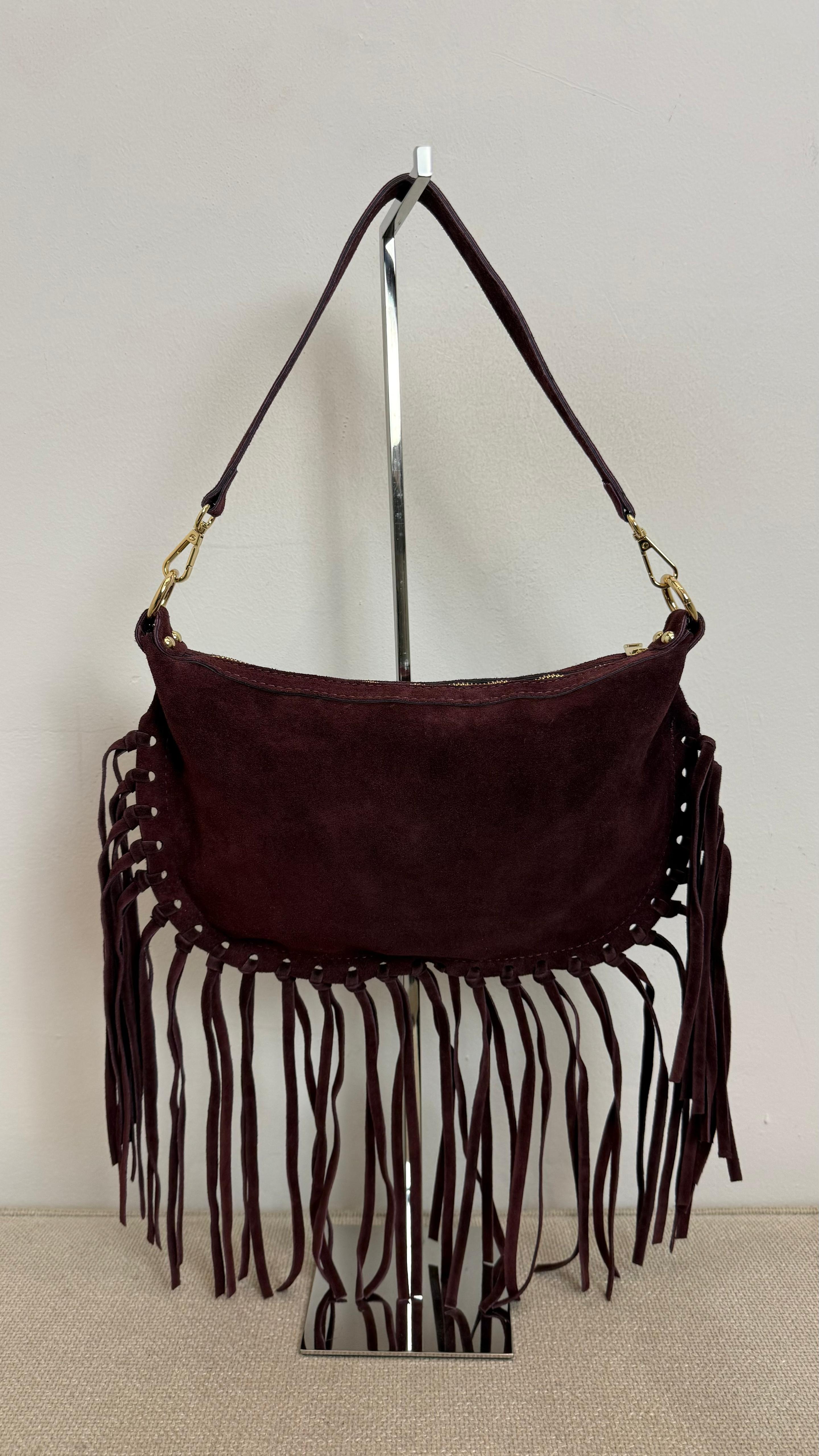 Borsa Moon In Camosciocon Frange E Doppia Tracolla Lung. Cm 34 H. Cm22 - Divisione Chickster's cod. M3593 main:sha1=f106a18d901821c1f501e1ec7745150dd034607b