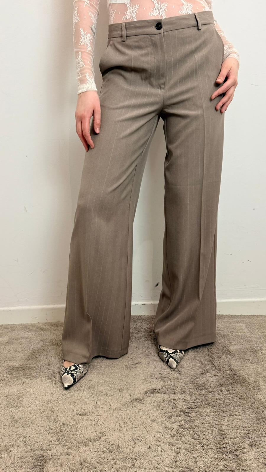 Pantalone Donna Gessato Marrone | Palazzo Vita Alta Elegante - Vicolo cod. TAB0972 main:sha1=64c9dc997c9b2a624ef17cd9af26047ea1dee799