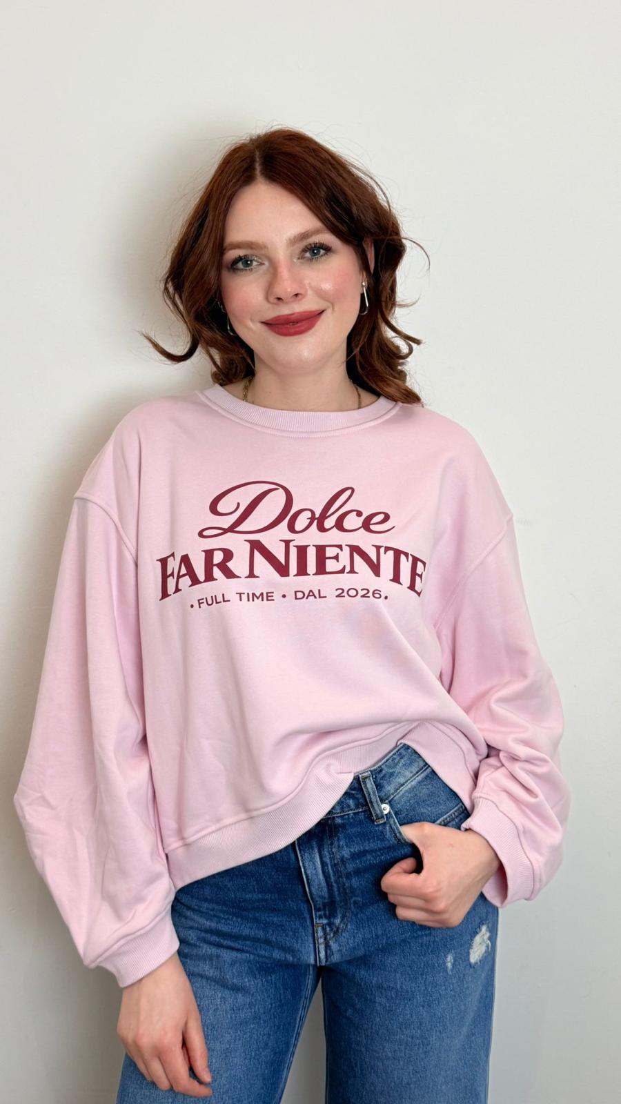 Felpa Donna “dolce Far Niente” Oversize In Cotone – Made In Italy - Vicolo cod. RAB0333 main:sha1=0f224e25bce91e4d943afa75b50b6162b3dce8a9