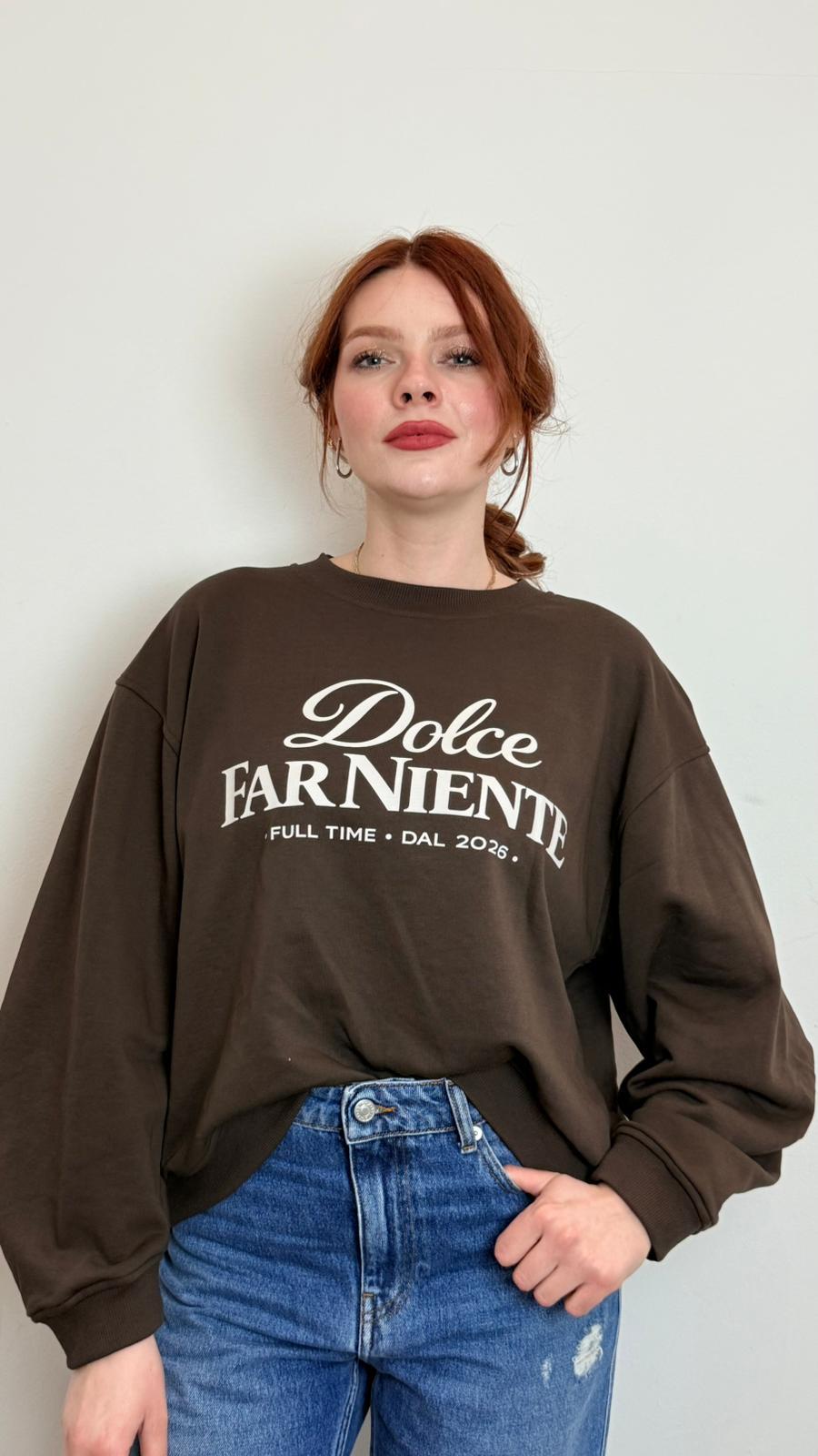 Felpa Donna “dolce Far Niente” Oversize In Cotone – Made In Italy - Vicolo cod. RAB0333 main:sha1=b7afcf61998c998ffed08752c902945aff2c89f7