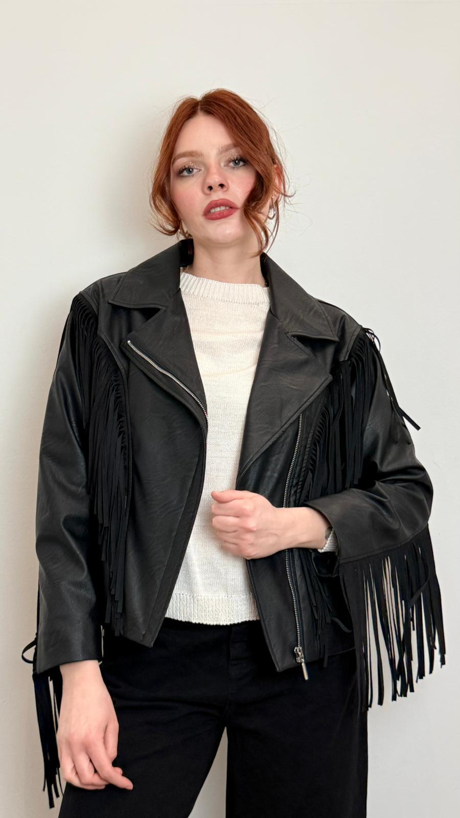 Giacca Biker Con Frange In Ecopelle - Haveone cod. KFS_Q015 main:sha1=6963440f116fb24491057735df874852b68efd78