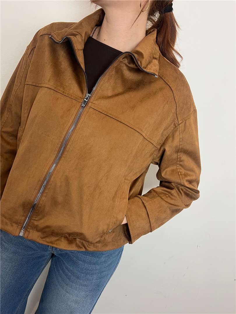 Giacca In Suede Con Zip E Coulisse Regolabile – Colore Cuoio - Please cod. V8911R23 main:sha1=9121a37c37adec1d34549bbff414a731f2582836