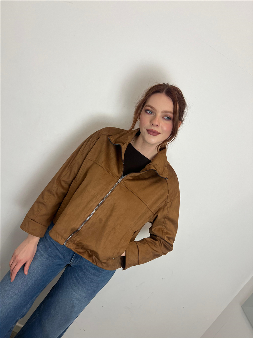 Giacca In Suede Con Zip E Coulisse Regolabile – Colore Cuoio - Please cod. V8911R23 main:sha1=559b2025aec2414fd3e426fb6d8b30ca181ce3b3