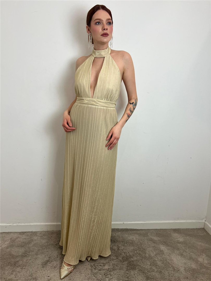 Abito Lungo Plissettato Scollo All'americana - Silence Limited cod. AB4206 main:sha1=a2f41d11506004703e556843320e25dc0595820a