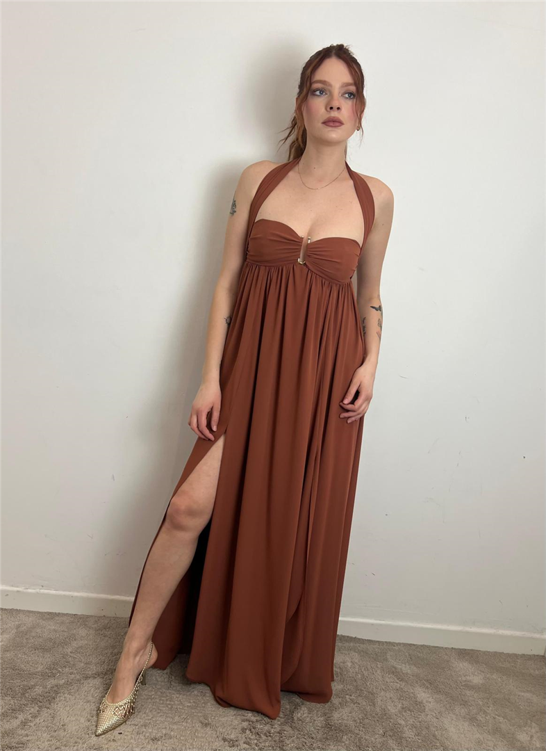 Abito Lungo Scollo A Cuore,spacchi Frontali E Drappeggio,allacciatura Halter - Silence Limited cod. AB4203 main:sha1=bc0bc963a9f41db7e1123ecc3fa604822cefe635