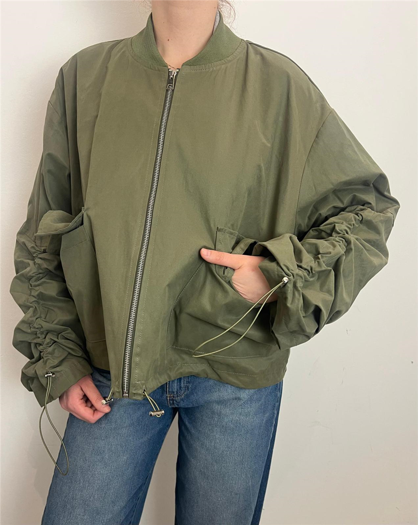 Bomber Donna Oversize Con Coulisse E Maniche Arricciate - Souvenir cod. D39V0703 main:sha1=06ef8c545d8d3c630706b101800b0e68d4421a57