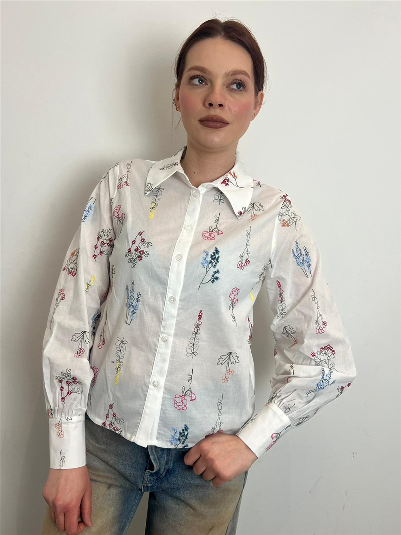 Camicia Con Ricamo Fiori - Vicolo cod. TAB1263 main:sha1=414e23f0ac6520b2e750a577b6a21338578452c8