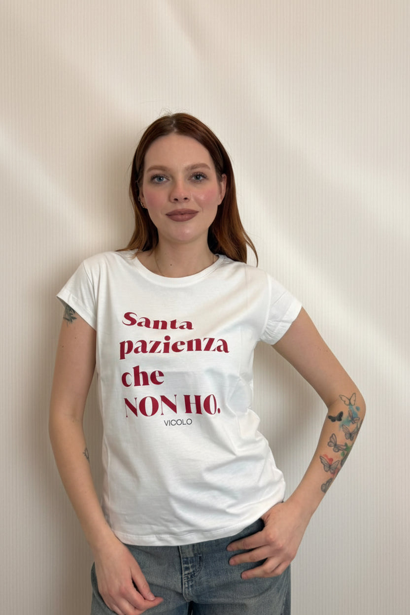 Tshirt Stampa Santa Pazienza Che Non Ho - Vicolo cod. RAB0431 main:sha1=c0f55cafbc0437178a3b8e70f999d7f20673a3c6