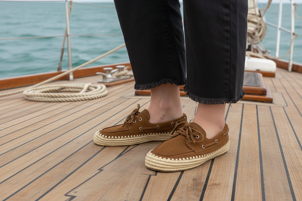 Mocassino Barca In Camoscio, Dettaglio Raffia - Ovye' cod. 26/F25604 main:sha1=8d62d258817007019ae11c447d3d6075ffae7aff