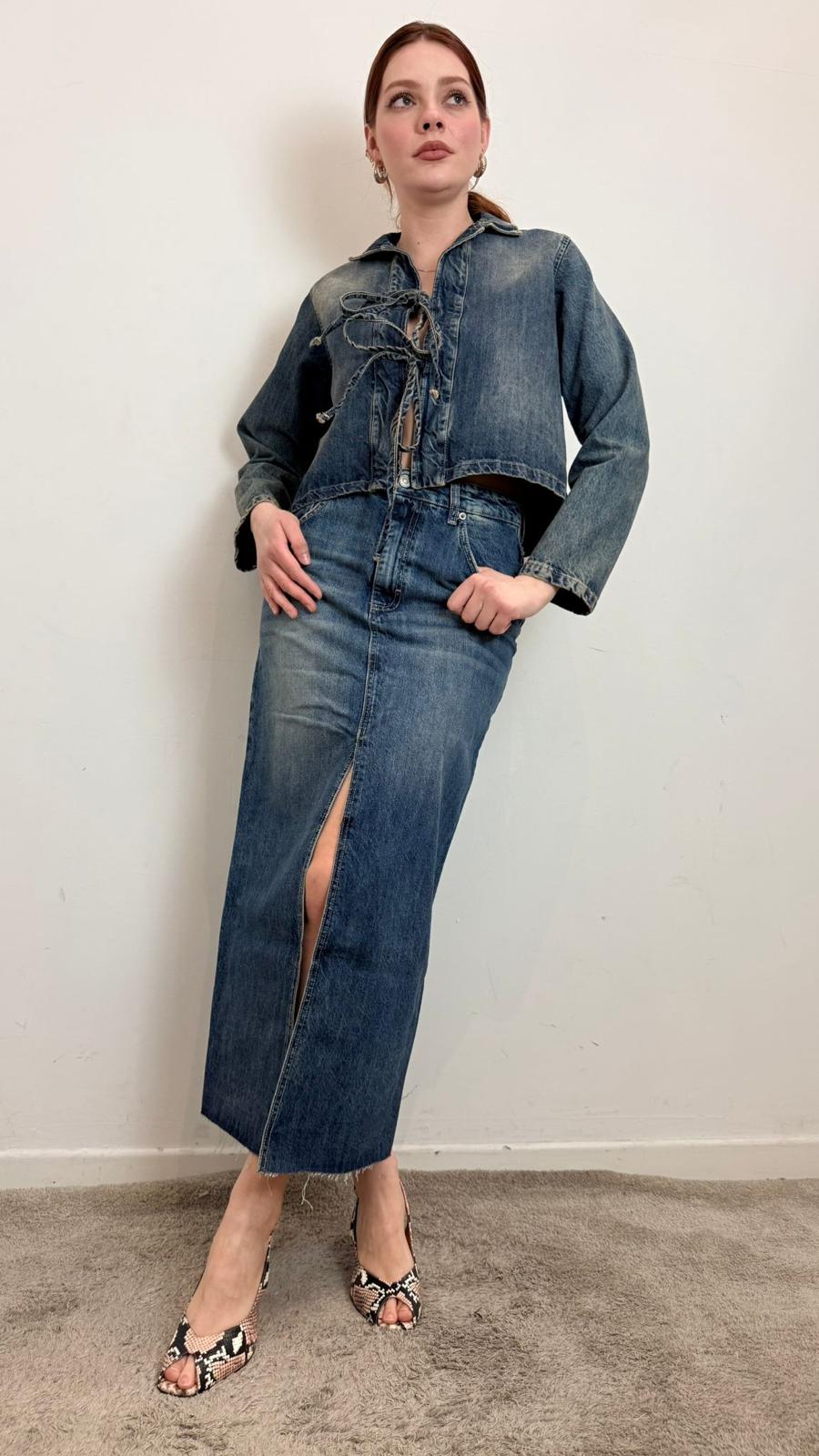 Gonna Denim Con Taglio Vivo E Spacco Frontale - Vicolo cod. DAB5005 main:sha1=fc11d43fafe0c0b39684d47c2f1abc75d8f781ed