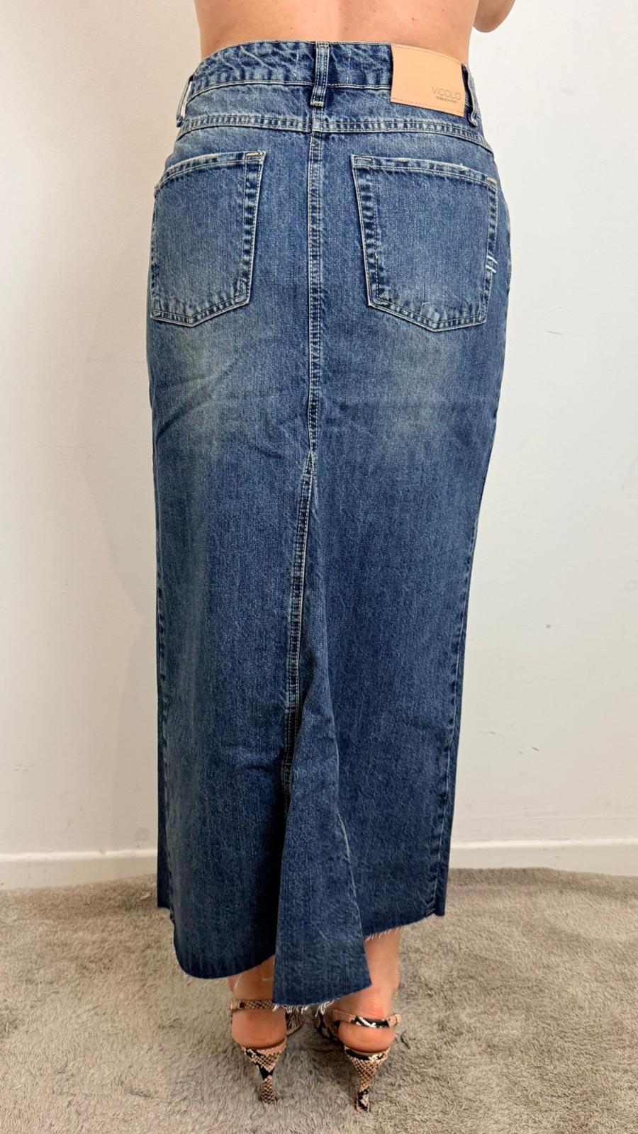 Gonna Denim Con Taglio Vivo E Spacco Frontale - Vicolo cod. DAB5005 main:sha1=be47ad7c2f7c967fd4192ec12a6f8043aa097899