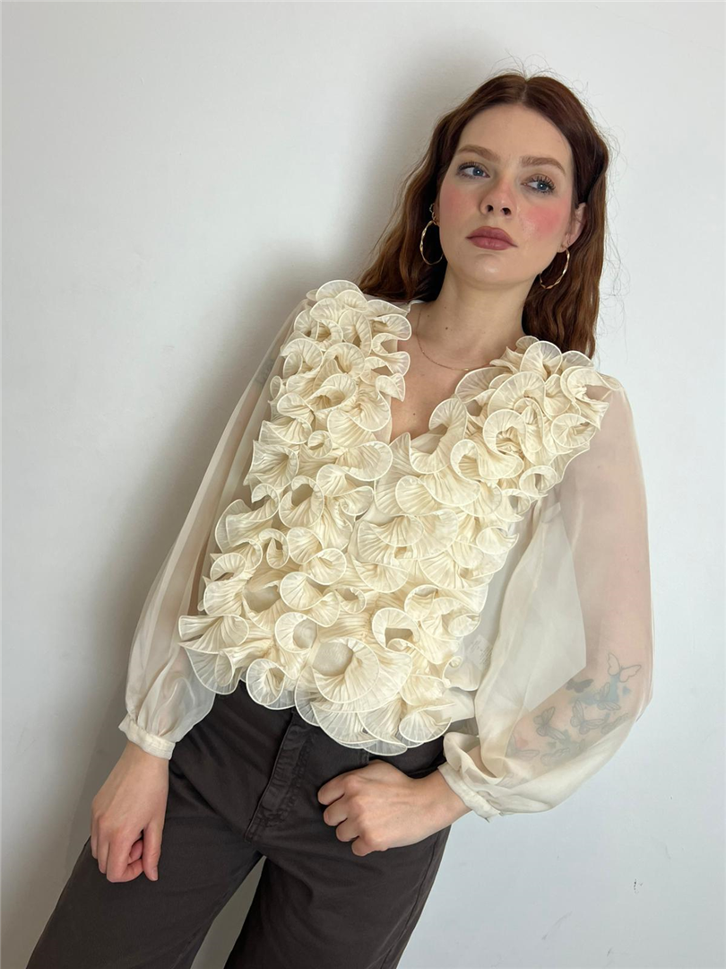 Blusa Con Rouches Frontali Scollo A V - Souvenir cod. T39R0692 main:sha1=39f71902f71e1c46e8a2be4c156aa7a284b78b12