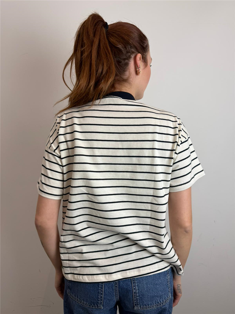 T Shirt A Righe Stampa Allergic Monfay - Vicolo cod. RAB0516 main:sha1=9d0474b2b78ed10999d6faa9bae04ac513245d4f