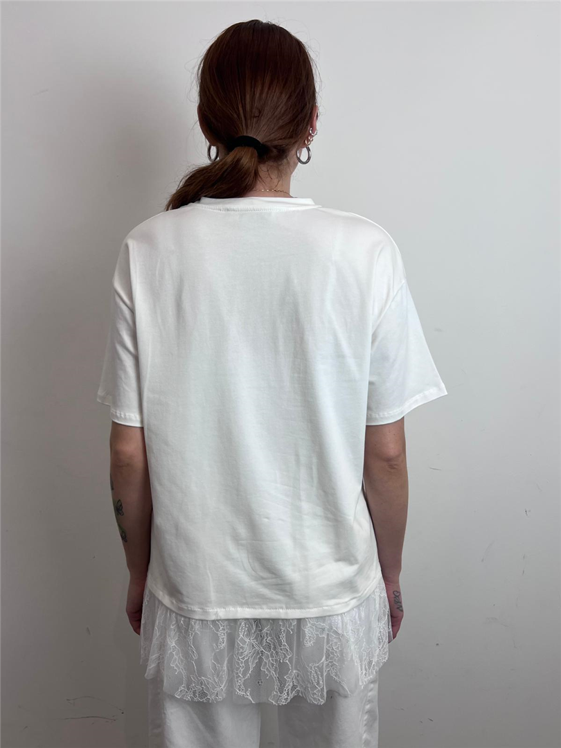 T Shirt Over Con Spacco E Pizzo - Haveone cod. TMA_Q095 main:sha1=5a3a24a936266fd175409e39b5681c904b4b2789