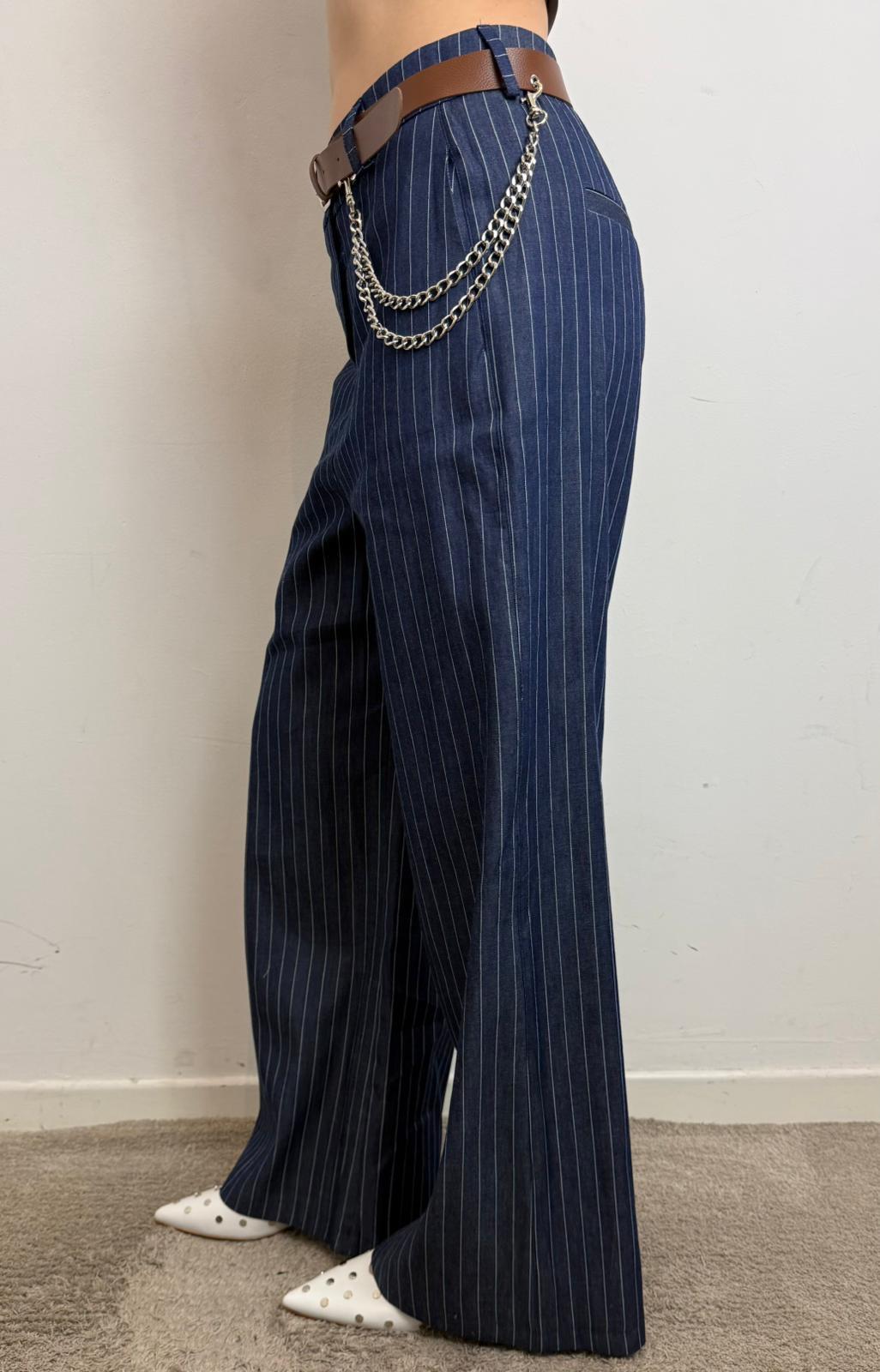 Pantalone Palazzo Gessato Con Cintura - Haveone cod. PVS_Q354 main:sha1=365324aad62ca6567e7916d88181be8922cbbe45