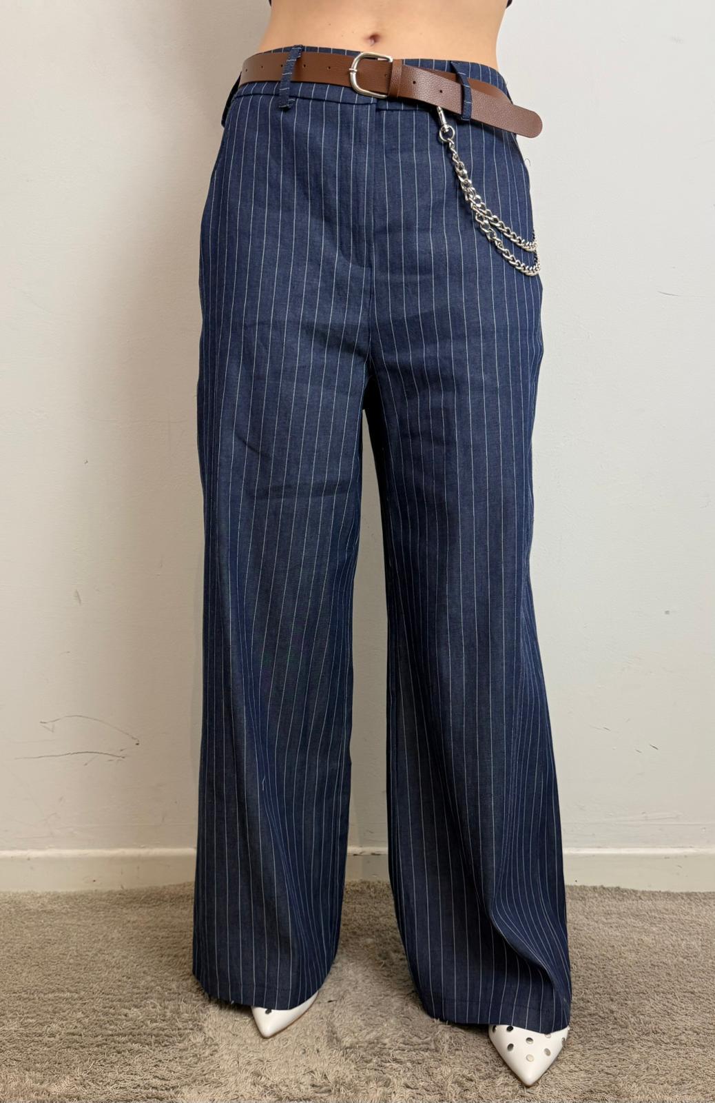 Pantalone Palazzo Gessato Con Cintura - Haveone cod. PVS_Q354 main:sha1=0eca33660332b622dcb981236a3b159f572b6a26