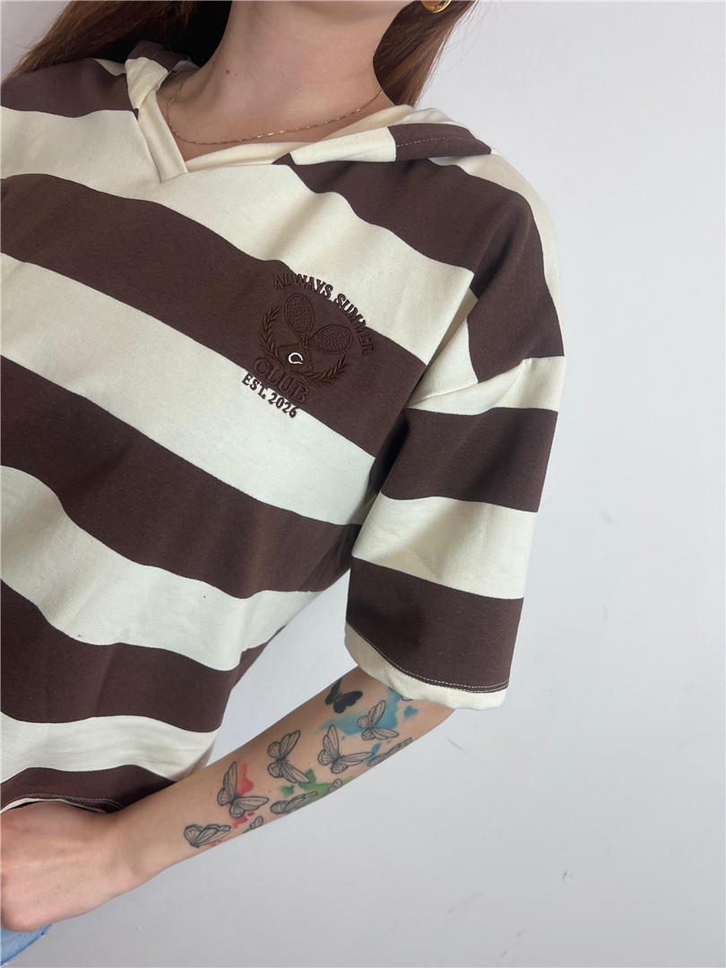 T Shirt A Righe Con Cappuccio - Vicolo cod. TAB1413 main:sha1=dca1bf6abdc304dba0b6a2f5b0e782c59e282eb4